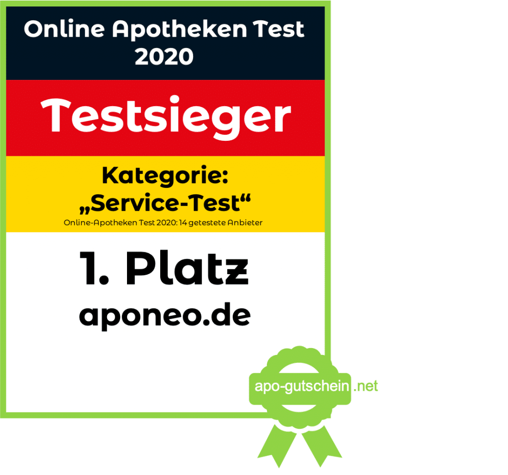 Online Apotheke Test - Platz 1 APONEO Kategorie Service Test