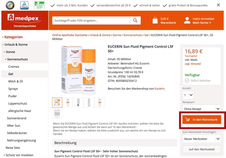 medpex Gutschein einlösen