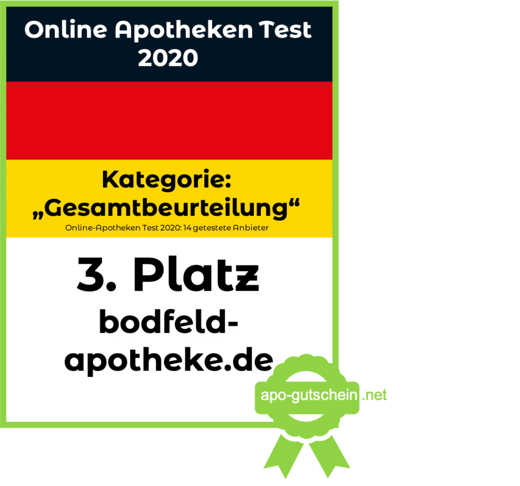 Apothekenvergleich bodfeld Platz 3 Kategorie Gesamtbeurteilung