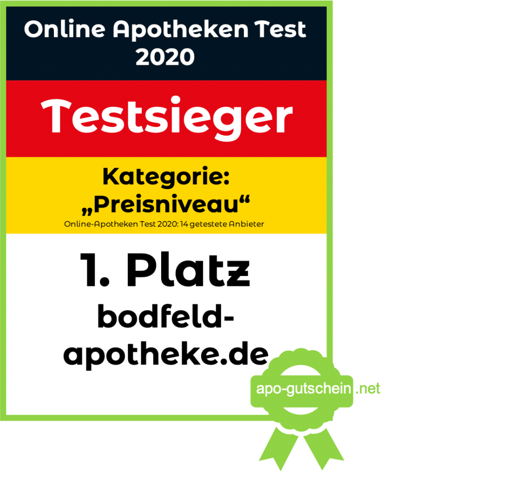 Online Apotheke Test bodfeld Testsieger Platz 1 Kategorie Preisniveau