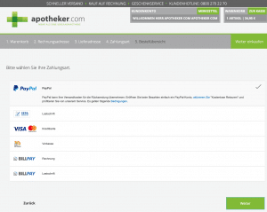 apotheker.com Gutschein einlösen Bezahloptionen