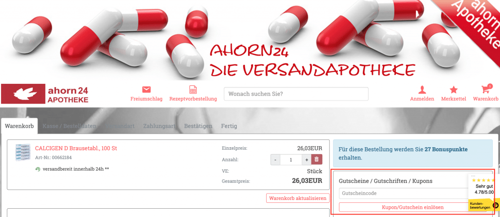 ahorn24 Gutscheincode