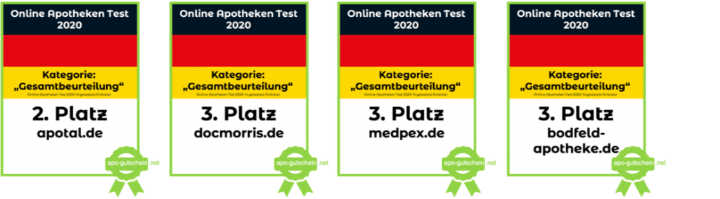 Online Apotheke Test 2020 Kategorie Gesamtbeurteilung Platze 2 und 3