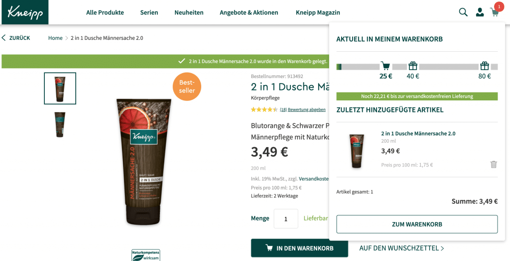 Kneipp Gutscheine einlösen