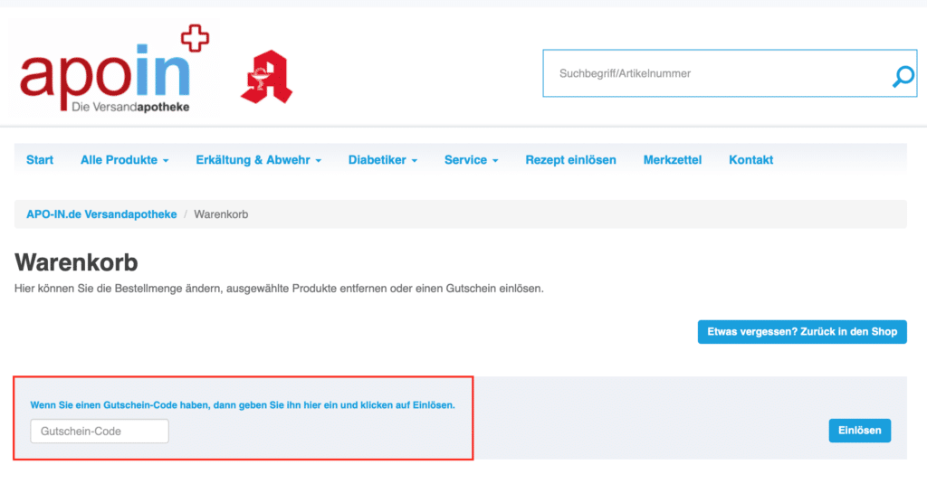 apo-in.de Gutschein einlösen