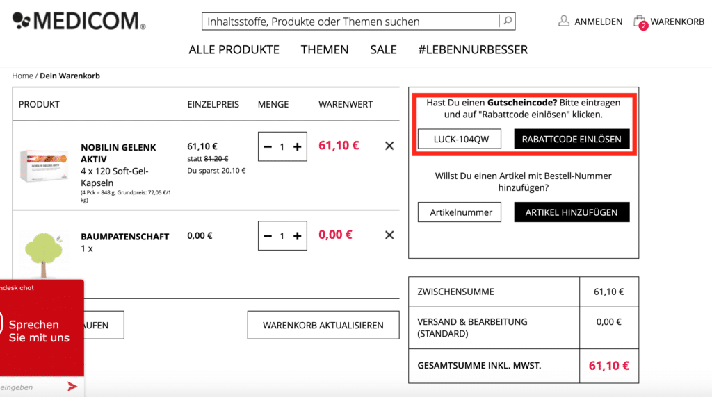 medicom Gutschein verwenden