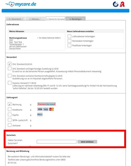 mycare Gutschein verwenden Part1