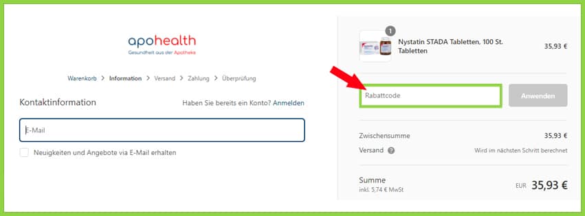 apohealth gutscheine-gutscheincode im warenkorb einfuegen